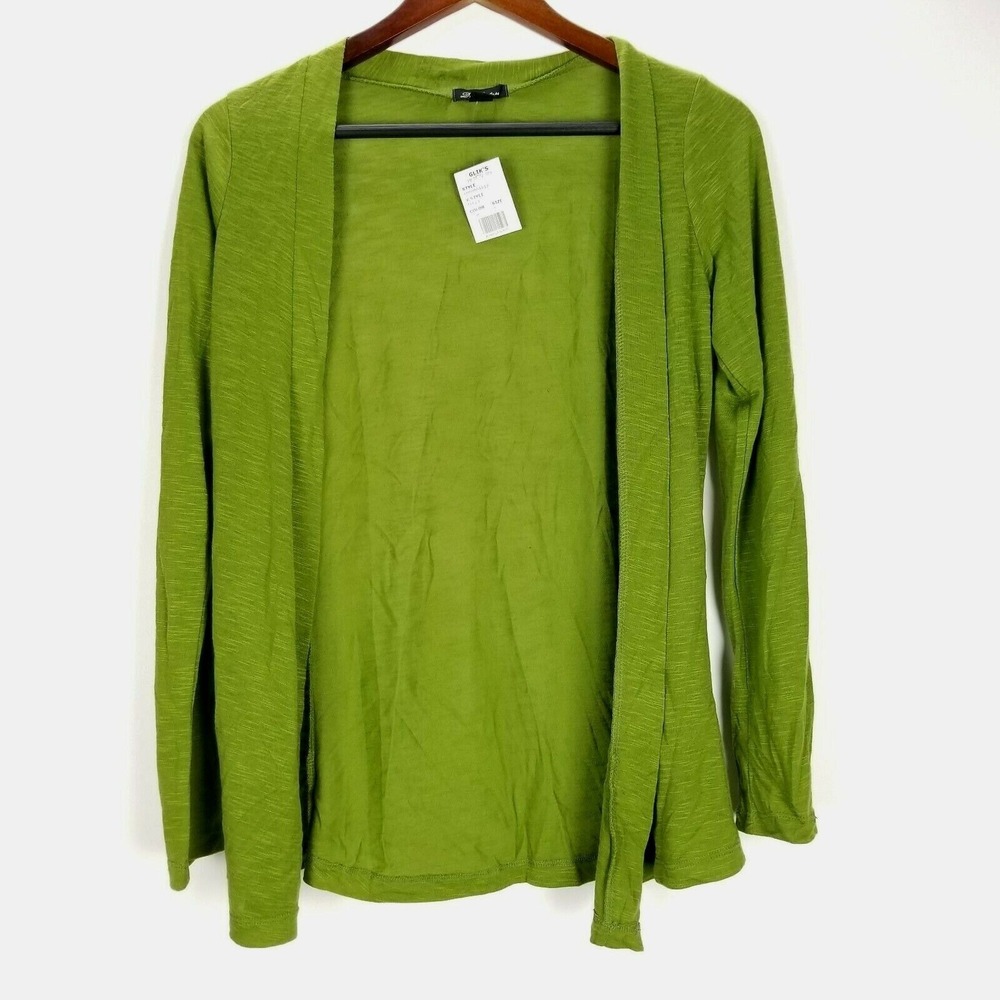 DNA Couture Boutique Cardigan Womens‎ Size S Green Open Front Lightweight New